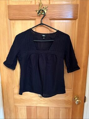 Massimo  Black Square-Neck Pintuck Blouse